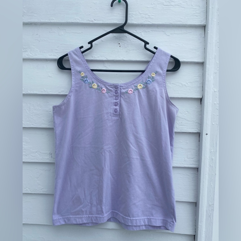 Vintage Bonnie Evan’s Embroidered Lavender Simple Tank Top